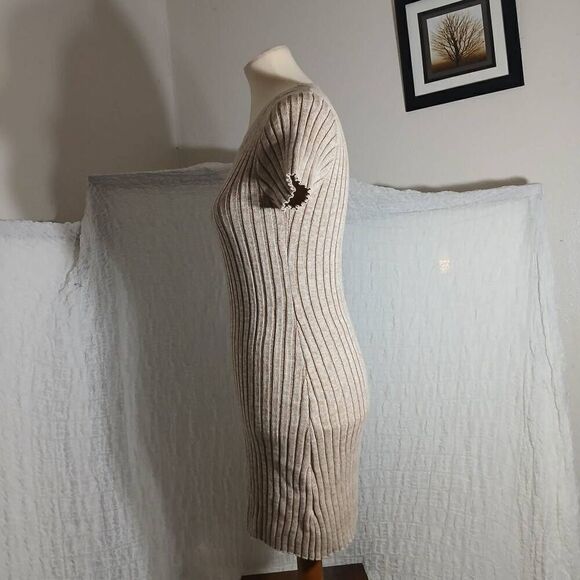 Promesa Ribbed Beige Bodycon Dress Size M - Picture 4 of 9